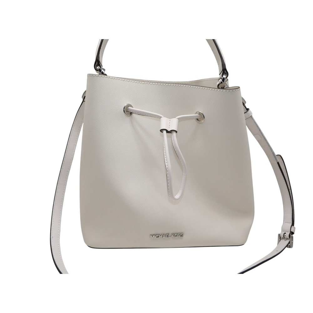 Michael Kors Suri White Saffiano Leather Bucket Bag Crossbody Shoulder 10x10